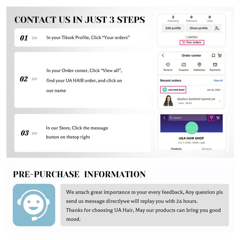 U&A Hair 9x7 Glueless Synthetic Wear and Go Bone Straight Wigs Double Drawn Bob Wig High Density, Vivid Self Growing Clean Hairline with Tiny Knots