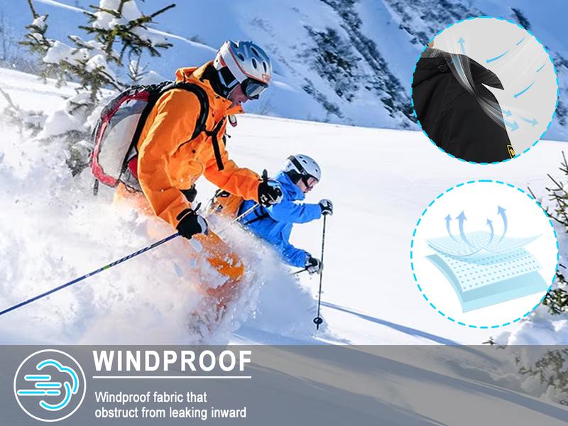 【Plus Size】Men's Winter Coats Waterproof Ski Snow Jacket Warm Fleece Jacket Parka Raincoats With Multi-Pockets Hooded Windproof Windbreaker Outdoor Fit Type Sports Outerwear【Plus Size,S-XXXXL】