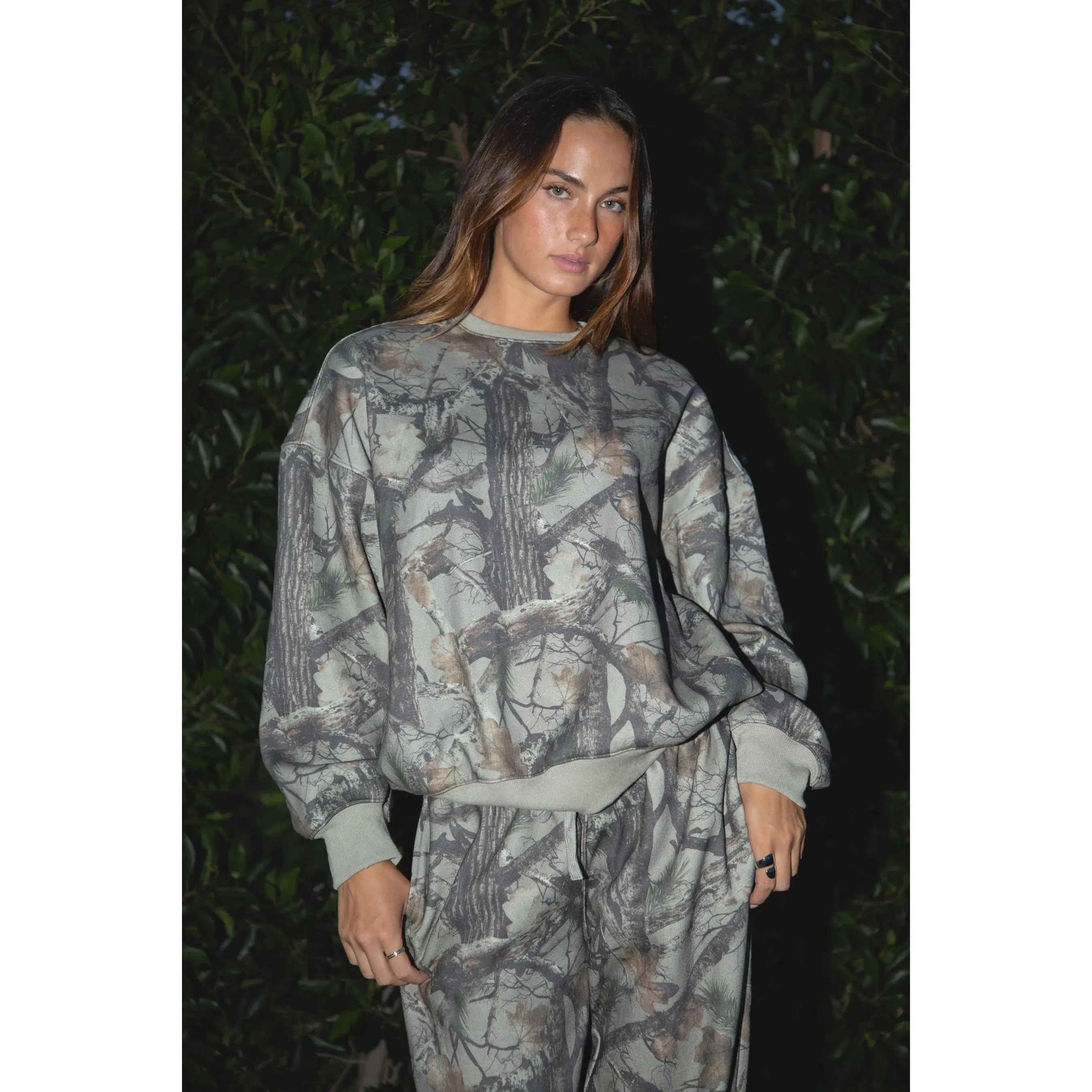 Cloud Fleece Camo Crew Neck Sweatshirt - Soft Lightweight Midweight Warmth Oversized Fit for Everyday Wear