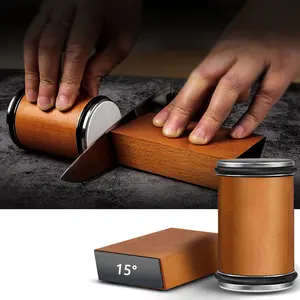 Rolling Knife Sharpener with 15° & 20° Precision Angles – Aluminum Alloy Diamond Grinding Wheel, Dual-Sided Frosted & Polishing Discs for Quick Sharpening & Smooth Finish
