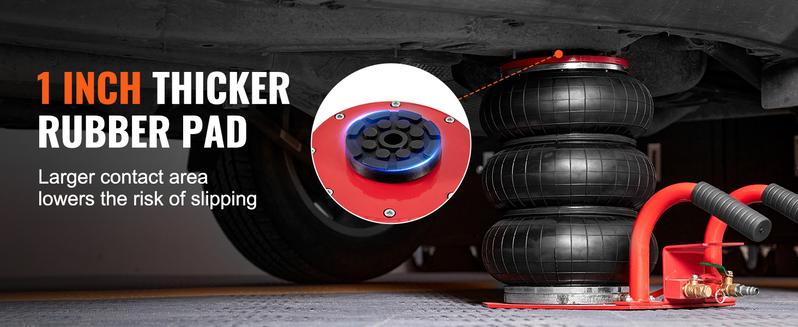 VEVOR 3 Ton/6600 lbs Triple Bag Air Jack, TikTokShopBlackFriday, Airbag Jack with Six Steel Pipes, Lift up to 17.7 inch/450 mm, 3-5 s Fast Lifting Pneumatic Jack, with Side Handles for Car, Garage, Repair
