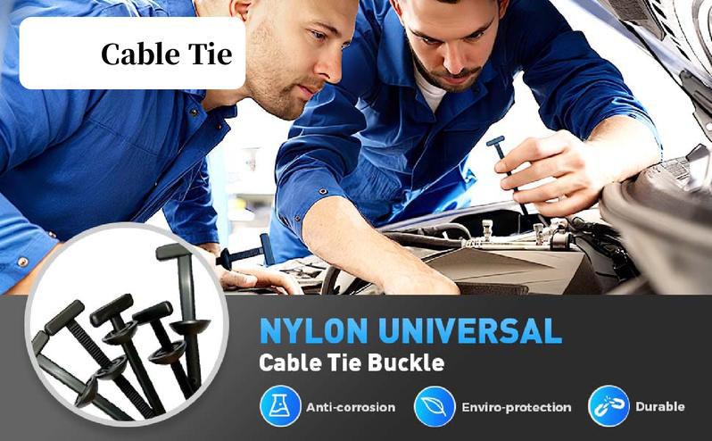 50-pack of universal nylon cable ties, heavy-duty self-locking nylon cable tie fasteners, multi-purpose plastic cable tie tools, suitable for routine automotive repairs.