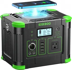 330W Portable Power Station 288Wh Solar Generator, 60W USB-C PD, Wireless Charging, SOS Emergency Light, Multi-Port Power Supply for Camping, Home Backup & RV