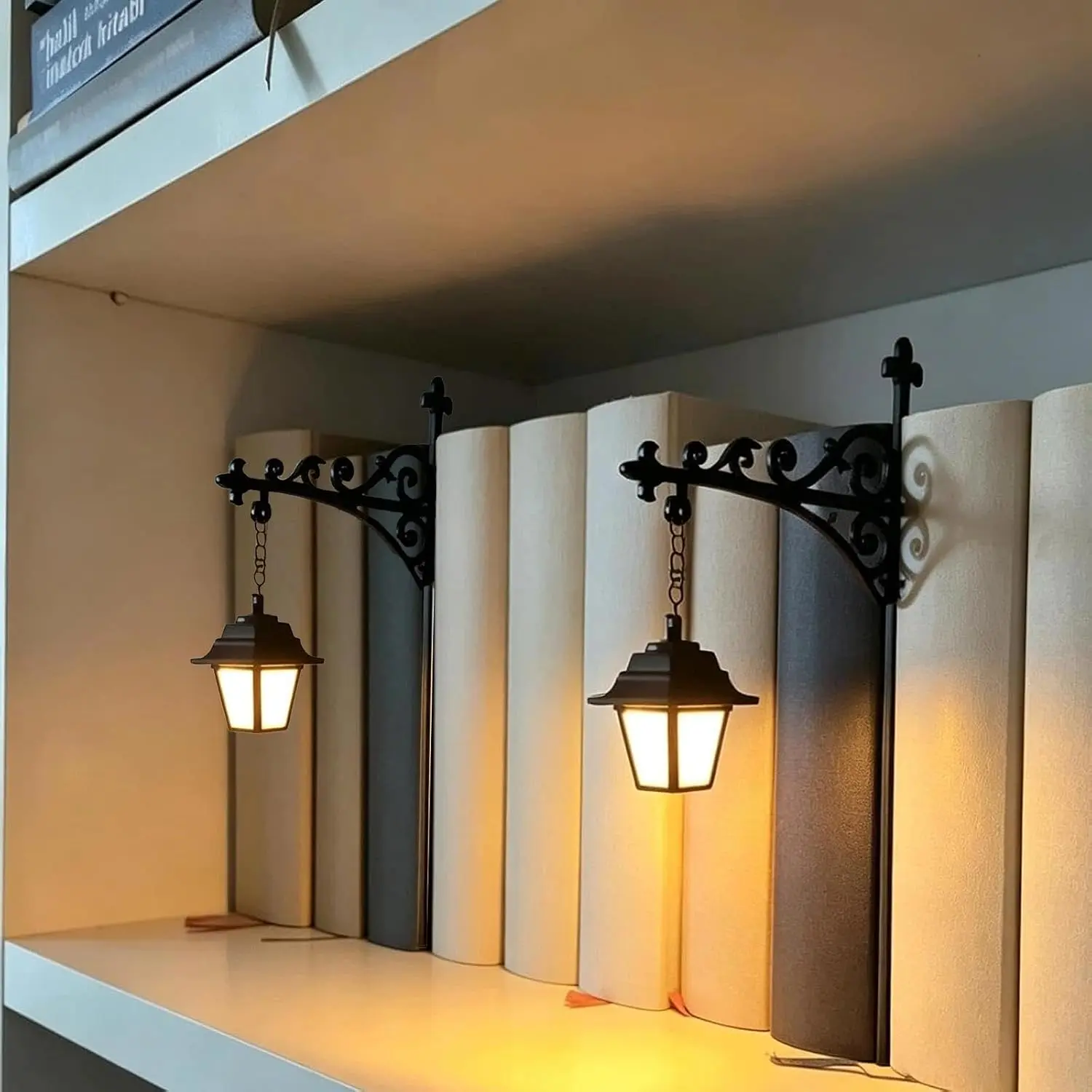 Library Lantern-Decorative Bookshelf Lighting, Miniature Hanging Shelf Lamp, Warm LED Nightlight, Reading Nook Literary Decor,Halloween decorations