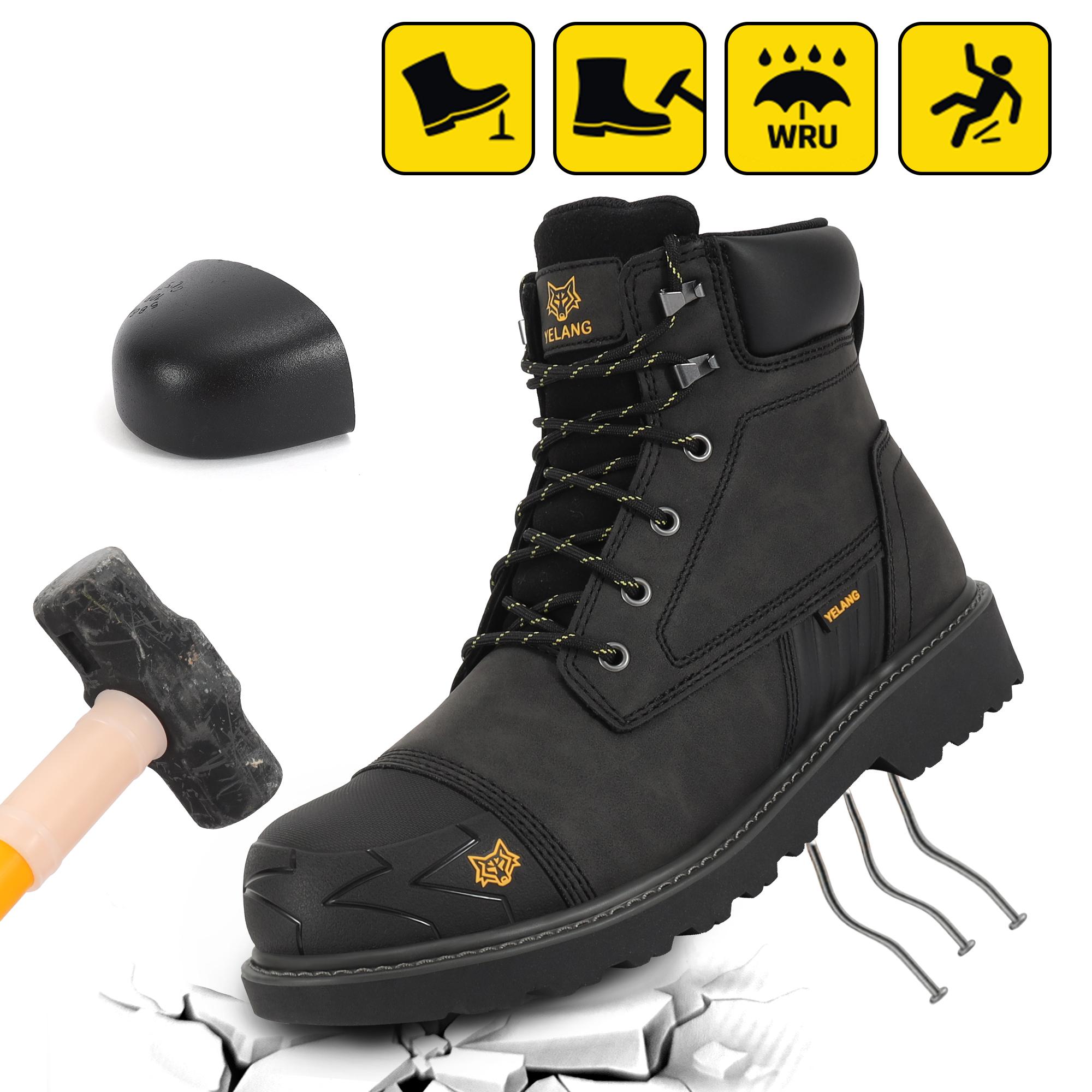 Men's Steel Toe Closed Safety Work Boots - Slip-Resistant, Puncture-Proof Utility Footwear for Worker, Construction-Grade Casual Work & Safety Footwear, Heavy Protection Work & Safety Footwear