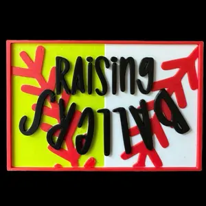 Velcro Bag Patch - Raising Ballers with Hook Side Adhesive 2”x3”