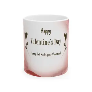Happy Valentine’s Day mug | Romantic heart script ceramic mug
