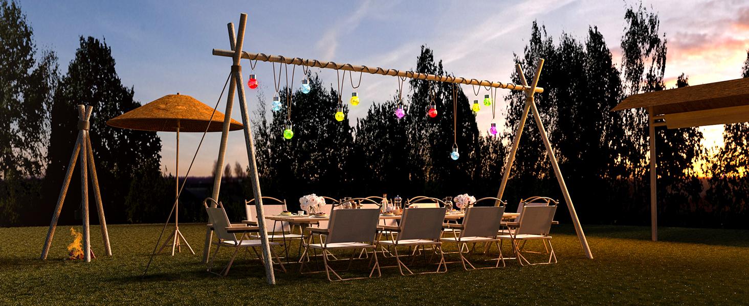 GIGALUMI Solar Hanging Lights, Christmas Decoration Lights with Multi-Color Changing Cracked Glass Hanging Ball Solar Outdoor Lights Waterproof Solar Lanterns for Garden, Yard, Patio, Lawn