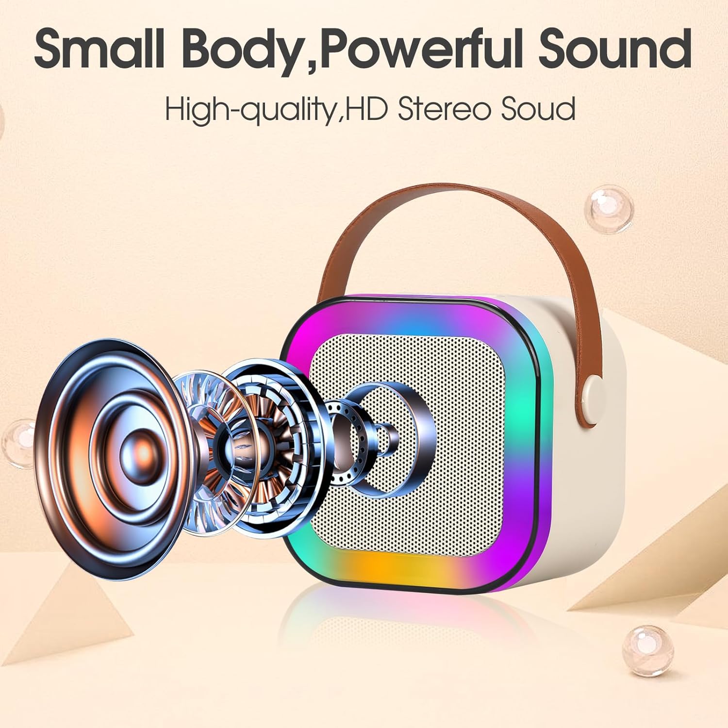 Portable Wireless Karaoke Speaker with Wireless Microphone,HIFI Stereo Sound KTV Speaker System,Wireless Speaker with RGB LED Lights,modified voice,Karaoke Machine for Outdoor,Travel, Best Gift for Home Party,Birthday Gift  speaker bluetooth Audio