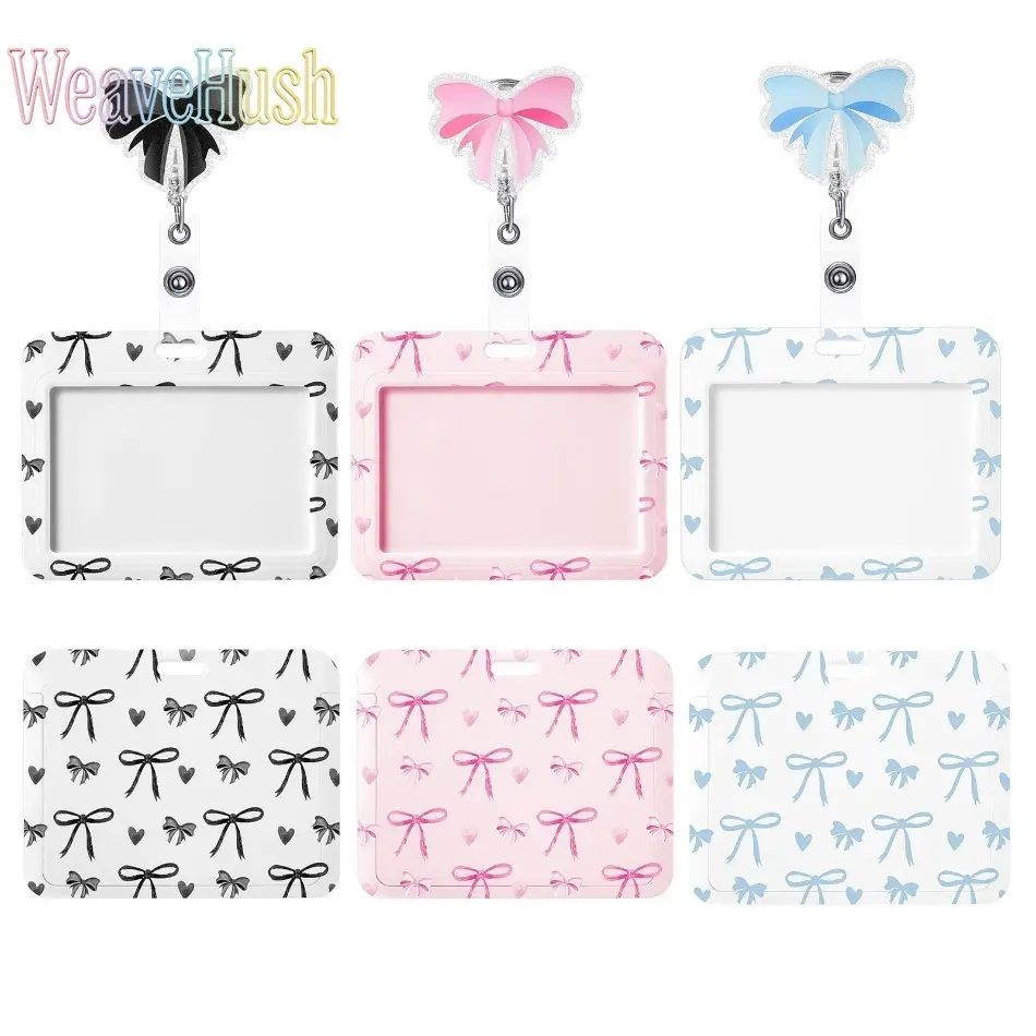 Nurses' Day and Teacher's Day gifts: retractable badge and card holder, cute pink bow badge and card holder with alligator clip, suitable for doctors, nurses, teachers, students, office workers, and nurses' week/Teachers' Day gifts.
