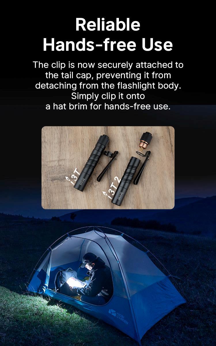 OLIGHT I3T 2 EOS EDC Flashlight, 200 Lumens Compact Bright Handheld Flashlight, Dual-Output Tail Switch Light with AAA Battery and Two-Way Pocket Clip