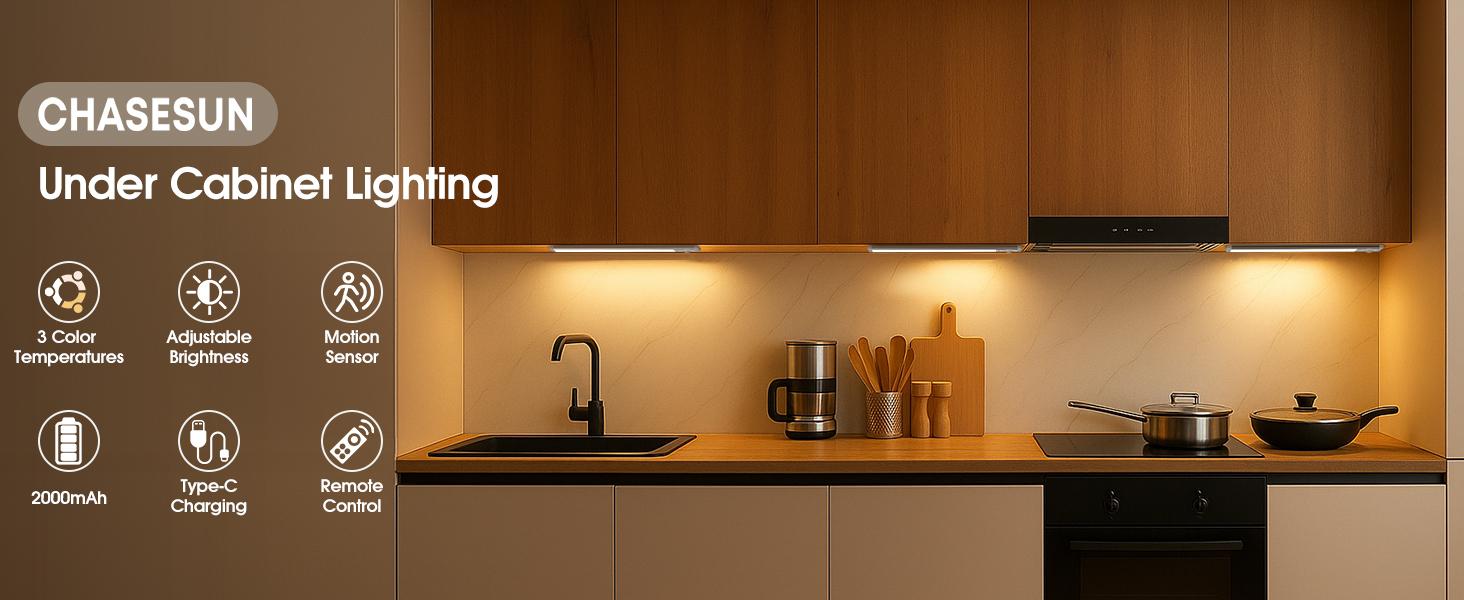 Under Cabinet Lights 5 Pack 2000mAh USB Rechargeable 52LED Magnetic Dimmable for Kitchen Stairs Wardrobe Lighting