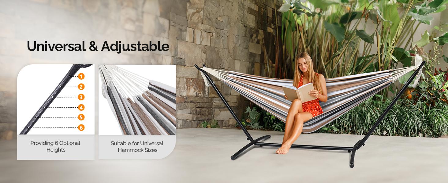 ONCLOUD 9 FT Hammock Stand Only, Heavy Duty Adjustable Indoor Outdoor Space Saving Steel Stand with Carrying Case, Universal Hammock Stand with 450 Pounds Capacity for Garden, Yard, Patio, Black