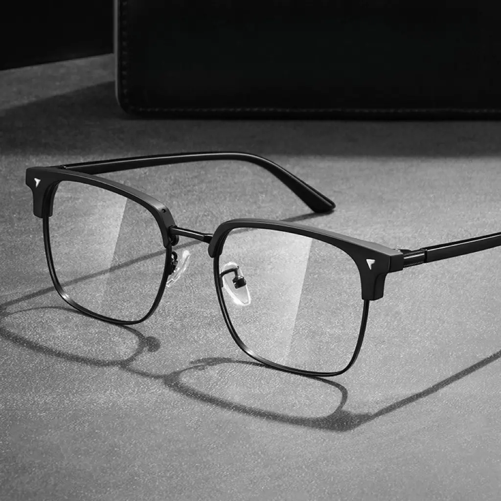 Fashion Eyeglasses for Men and Women Black Frames Lightweight Blue Light Blocking Non-Prescription Clear Lens Sports Eyewear for Daily Screen Use Browline Half-Rim Design Unisex Fit outdoorfun
