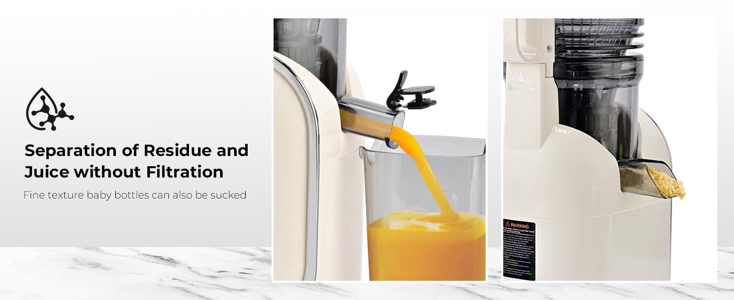 SUSTEAS Juicer Machines, Cold Press Juicer with 5.3'' Large Feed, Slow Masticating Machines Chute Fit Whole Vegetable And Fruit, High Juice Yield Juicer Easy to Clean