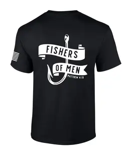 TRENZ SHIRT COMPANY Men's Christian Shirt Fishers of Men Matthew 4:19 Graphic Tee 100% Cotton Fitted Crewneck Short Sleeve Top Love Warmer Streetwear Casual Wear
