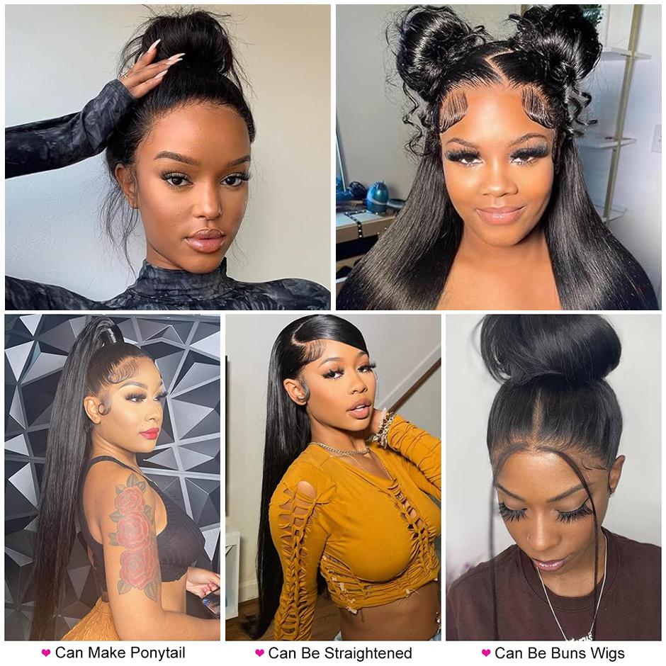MORE FACE 360 Straight Glueless Wig Invisi Drawstring Wear And Go Wig Quick Install Pre-Bleached And Pre-Cut HD Lace Human Hair Wigs Beginner Friendly