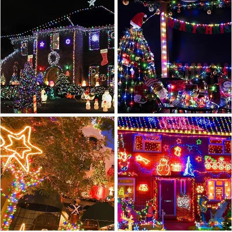Solar-Powered Christmas Decorative Lights, 110 Feet, 300 LED Lights, Multicolor Fairy Light Strings with Timer, 8 Lighting Modes, Ideal for Gardens, Courtyards, Weddings, Parties, Camping, and Holiday Decorations Magical Set