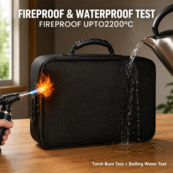 Fireproof & Waterproof Soft-Sided Document Bag with Lock, Large-Capacity Home Organizer Storage Bag for Daily Business Doc Storage, Passports, Certificates, Legal Papers, Valuables - Modern Single Unit