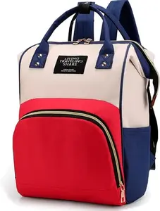 diaper bag waterproof backpack for cute baby boy girl unisex stroller mommy hospital essentials (A-Red)