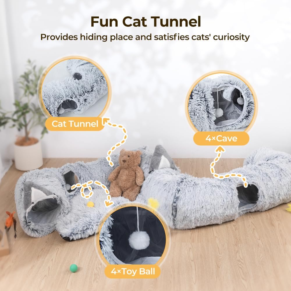 Large Cat Tunnel Bed, Cat Play Tunnel for Small Medium Large Cats