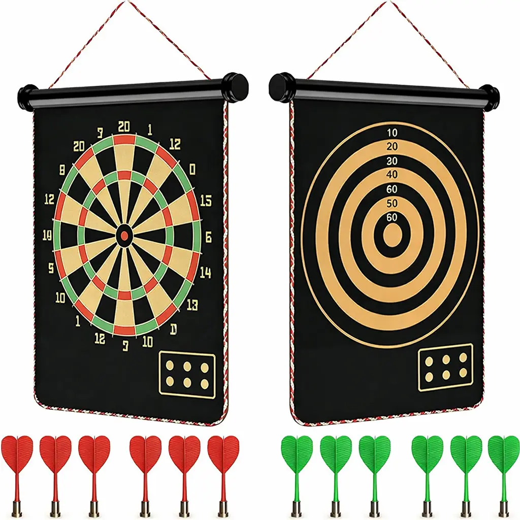 Magnetic Dartboard Dart Set, Outdoor Game for Kids with 12 Darts, Top Gifts for Boys & Girls Ages 5-16 Years