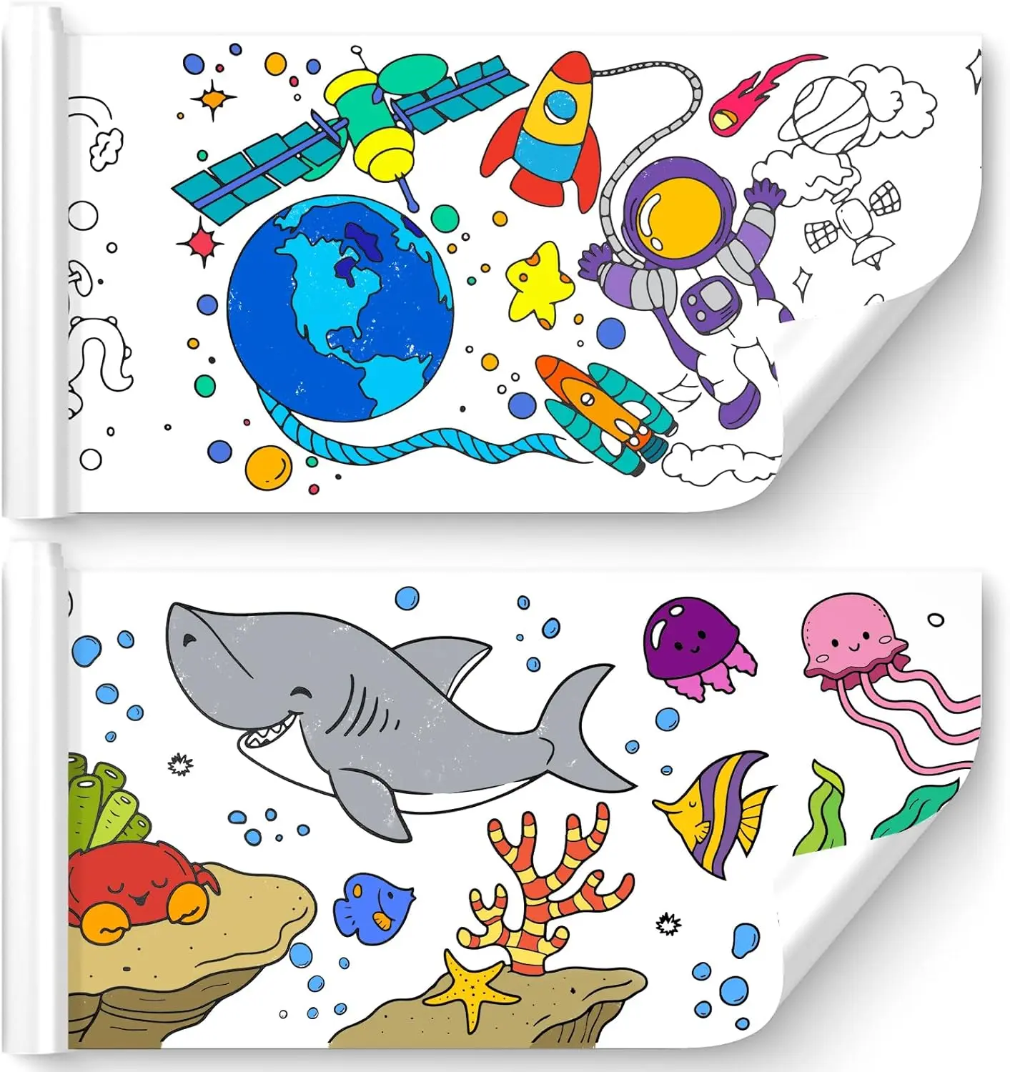 118x11.8in Premium Glossy Sticky Coloring Drawing Paper Roll for Kids - Non Toxic Crayons Compatible, Art Stickers-Infused Sheet for Toddlers, Kindergarten Birthdays Gift to Boost Creativity & Craft Ideas