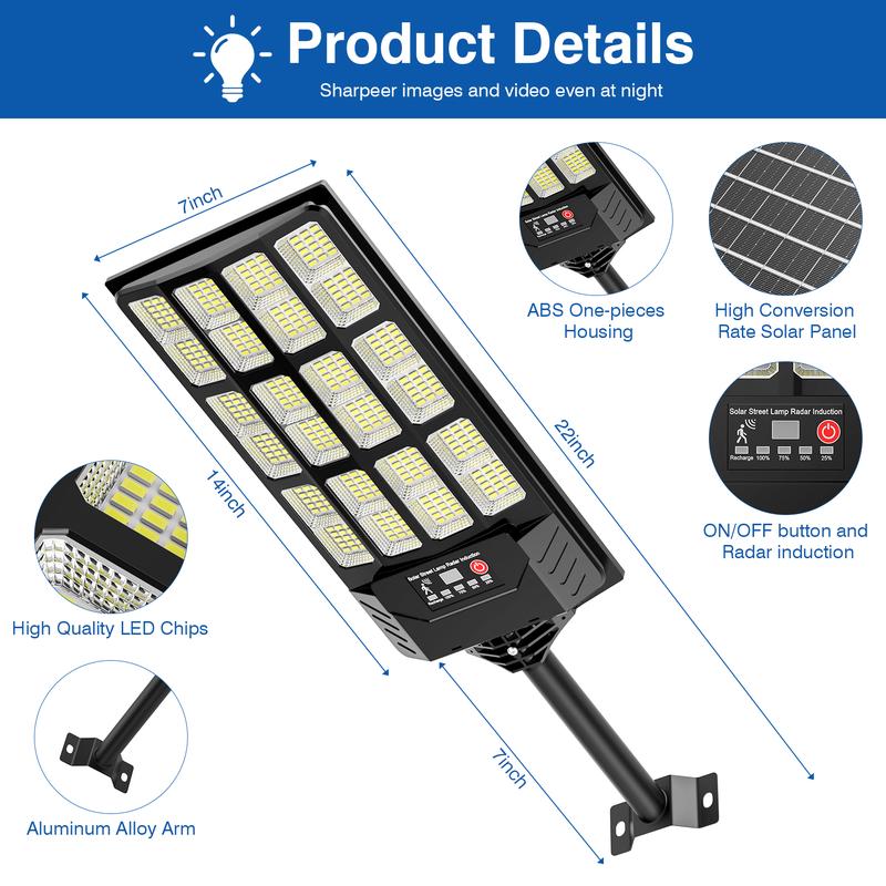 2Pack Solar Street Lights Outdoor Waterproof,50000LM Wide Angle Solar Flood Light, LED Parking Light with Motion Sensor and Remote Control, Suitable for Street, Parking lot