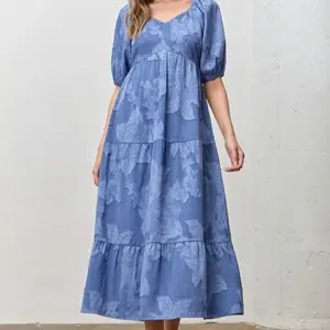 Blue Floral Midi Dress