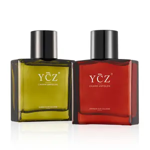 YCZ 2-Pack Perfume - Crimson Oud Cologne Eau De Parfum (Spicy Oriental) & Amber Glow Cologne Eau De Parfum (Fruity-Floral)