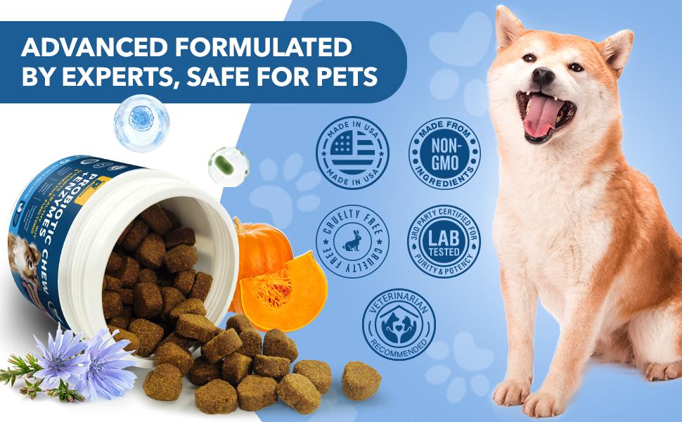Probiotics for Dogs - Dogs Probiotics Chews with Enzymes & Fiber Blend Supports Gut Health, Boost Immune - Natural Probiotic Supplement for Digestive, Diarrhea, Gas, Constipation, Itchy Skin,120Ct