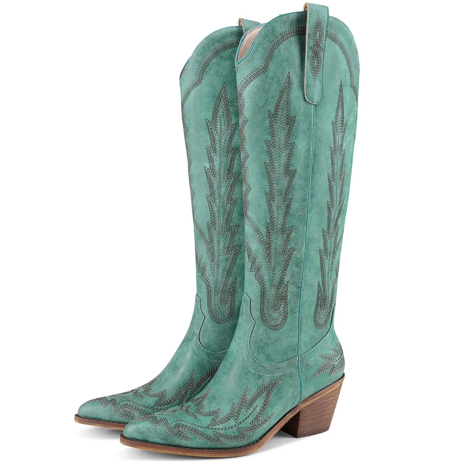 RONILURN Women's Western Cowgirl Boots, Embroidered Knee-High Fabric Shoes with a Chunky Heel and Fringe for Festival Wear, Shoes For Women, Women's Shoes