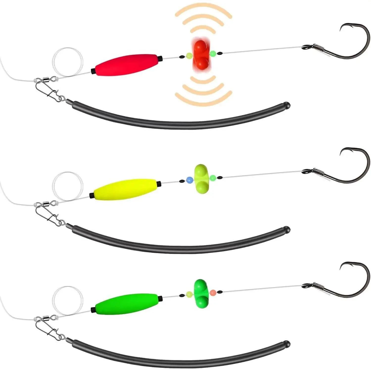 6PCS Catfish Rigs Kit - Santee Rig with Catfish Float, Rattler Dragging Weights, High-Visibility EVA Fishing Hooks, Snag-Proof Pre-Tied Circle Hooks (5/0,8/0) & Sinkers (2oz/3oz) for Bank Fishing,camping essentials
