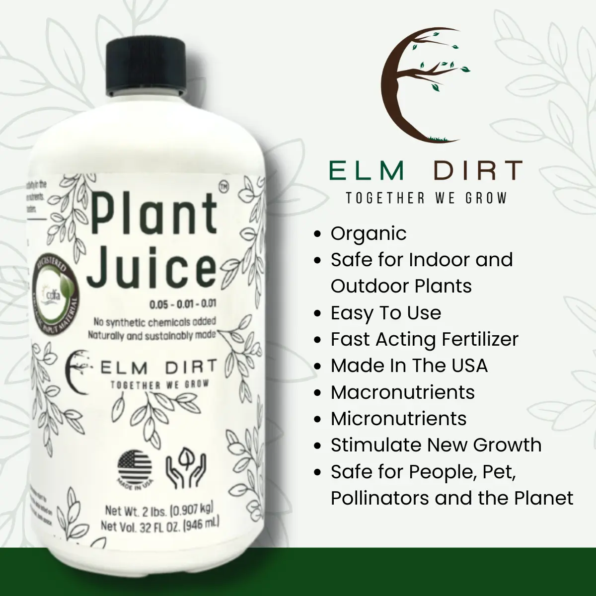 Plant Juice | 16 ounces | Indoor and Outdoor Organic Fertilizer | Plant Food | Easy to Use | Made in USA