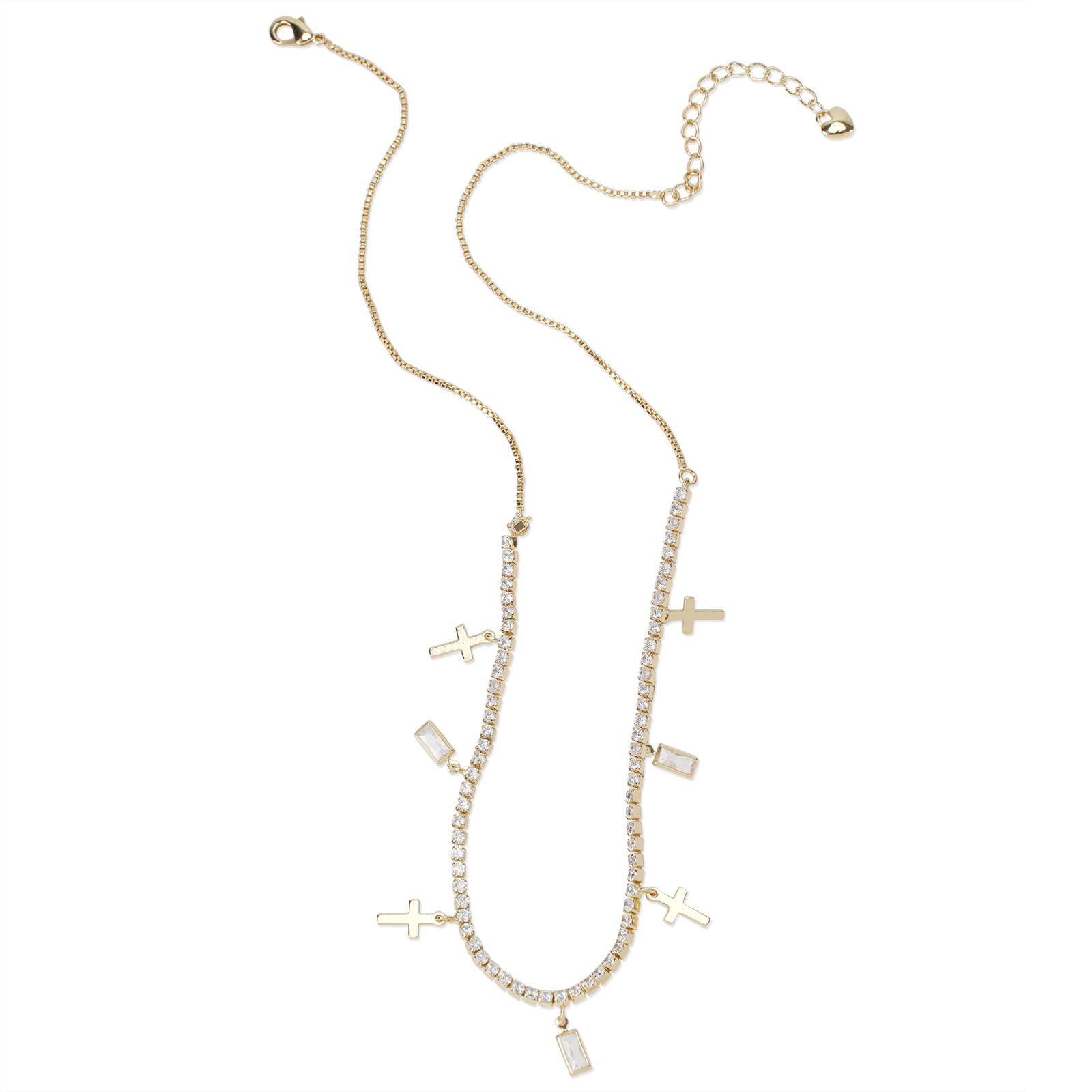 MEIITRUE 14K Gold Plated Cross Pendant Necklace for Women, Dainty Cubic Zirconia Charm Necklace, Perfect Jewelry Gift for Girls