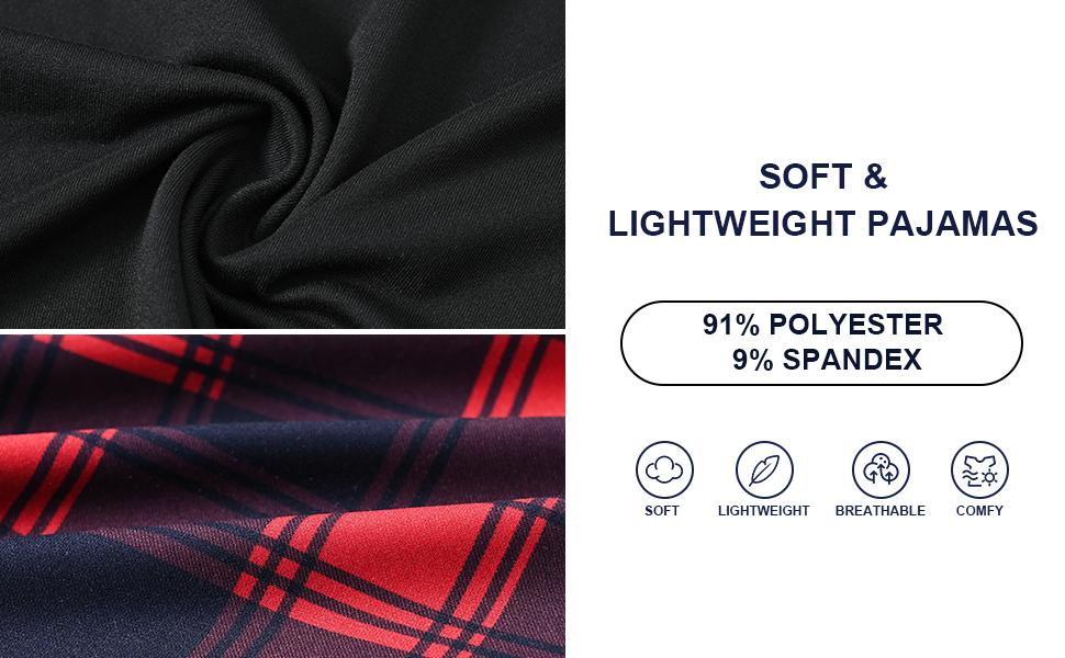 MoFiz Men's Pajamas Plaid Sets Sleepwear Long Sleeve Shirts and Pants Lightweight Soft Mens Pjs Lounge Set with Pockets