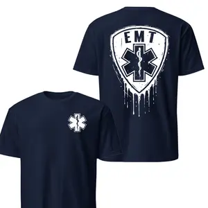 EMT Star Of Life Graphic Shirt - Distressed Shield EMT Hoodie | Vintage EMS Paramedic Apparel - Heavy Cotton First Responder Gift For Men Women