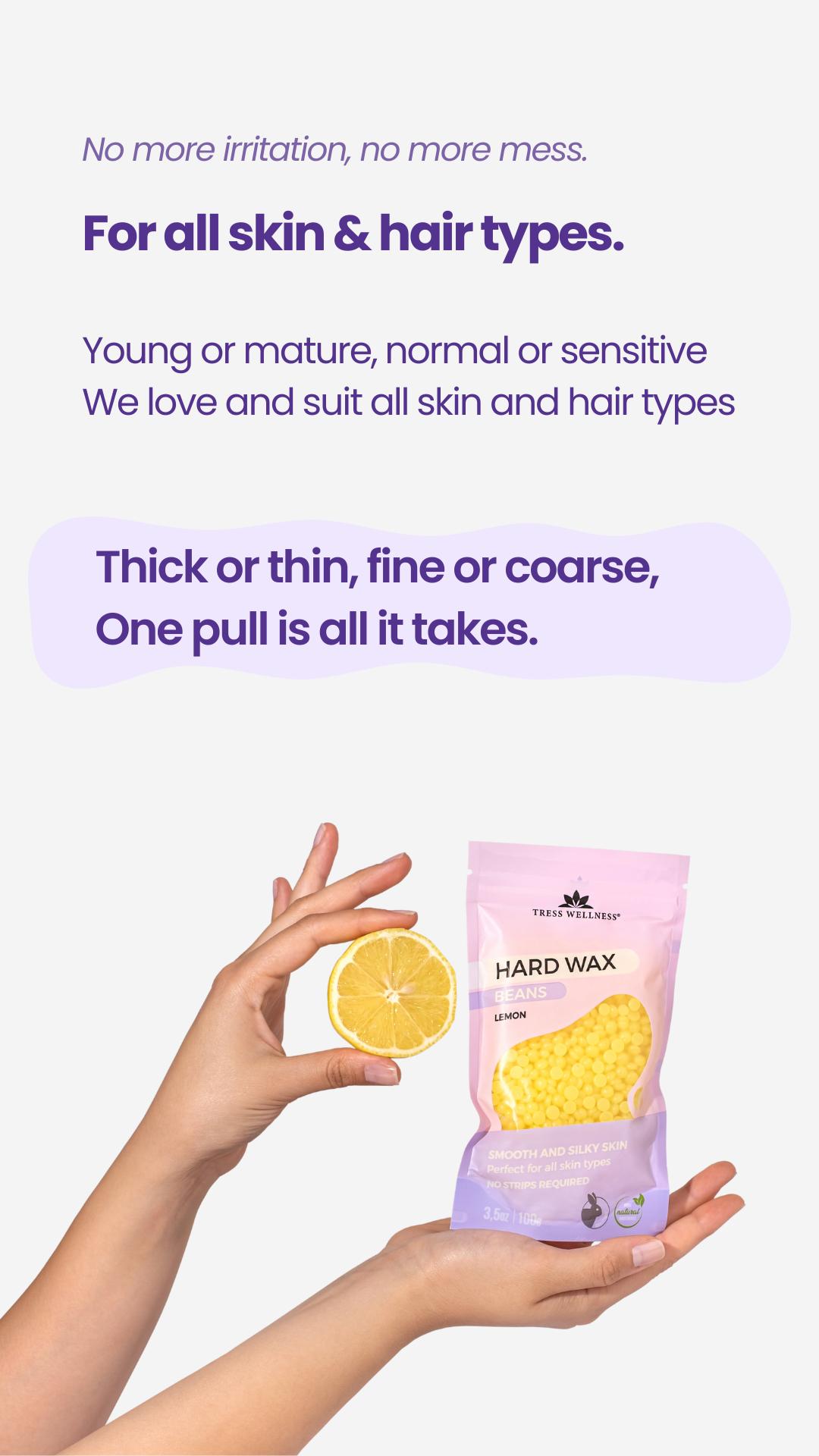 Complete Waxing Kit Set by Tress Wellness | Safe for Full Body Waxing | Armpit, Face, Legs, Brazilian and Bikini Waxing at home | At Home Waxing Kits for Women & Men | Sensitive Skin | Body Care | Waxing Hair Removal Hypoallergenic Wax Beads Hard Wax Kit