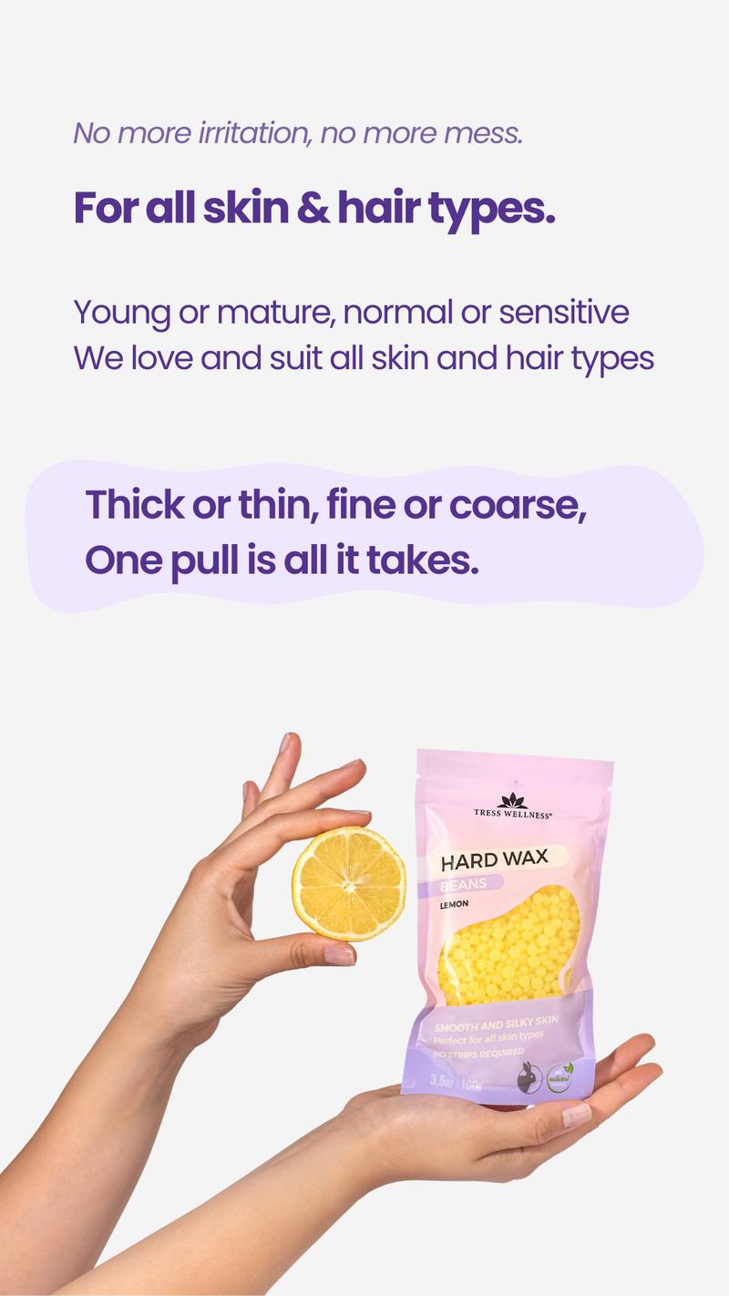 Complete Waxing Kit Set by Tress Wellness | Safe for Full Body Waxing | Armpit, Face, Legs, Brazilian and Bikini Waxing at home | At Home Waxing Kits for Women & Men | Sensitive Skin | Body Care | Waxing Hair Removal