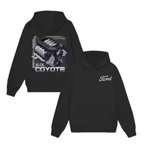 Ford 5.0L Coyote Engine Hoodie, Unisex Mechanic Pullover, Classic Ford Motor Graphic Sweatshirt, Car Enthusiast Streetwear for Men & Women
