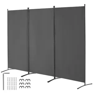 VEVOR Room Divider, 3 Panel Room Divider, Folding Privacy Screen and Portable Partition Divider for Room Separation, Freestanding Room Partitions for Office, Bedroom, Study, Grey