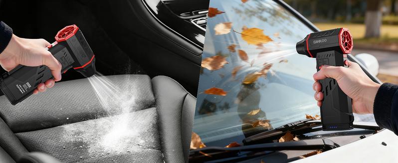 GOOLOO F5 Compressed Air Duster, Dual Removable Batteries, 180,000RPM Electric Air Duster, 3-Gear Adjustable Mini Handheld Leaf Air Blower Cordless for Car Detailing, PC, Keyboard, Snow Cleaning