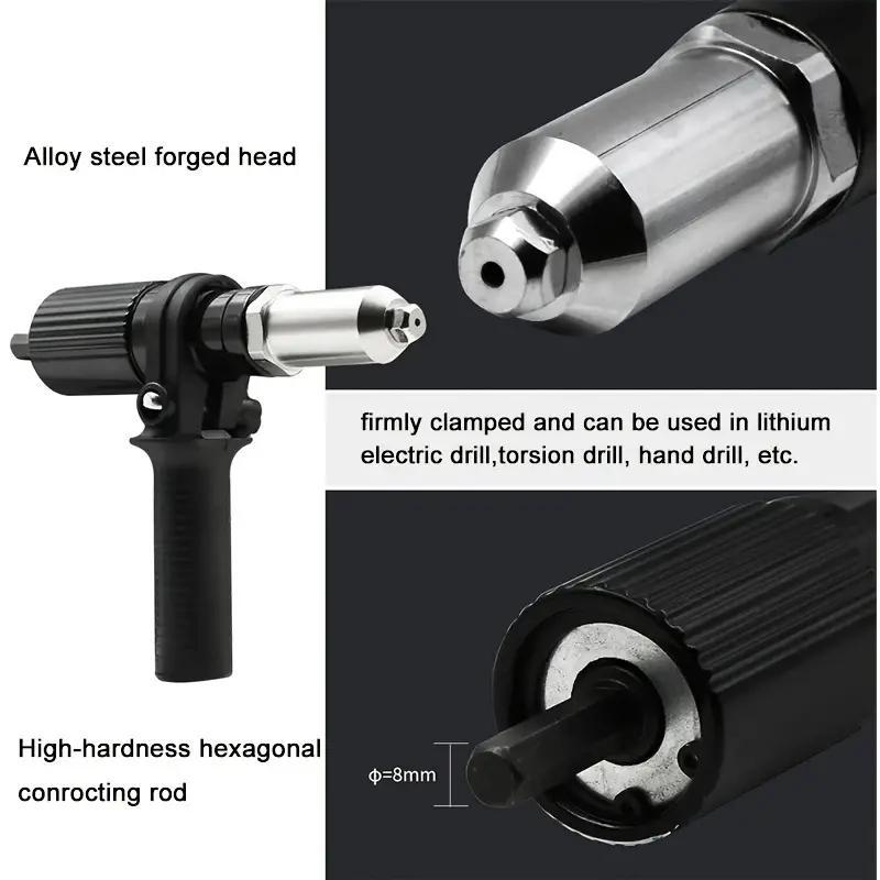 Rivet Adapter Portable Electric Rivet Nut Gun Drill Adapter Practical Power Tools Accessories Heavy Duty Hardware Compact Design Easy Head Swap Simplicity Versatile Compatibility Strong Biting Force High Work Efficiency