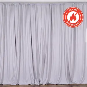 2 Pack 5ftx10ft Silver Scuba Polyester Backdrop Drape Curtains, Durable Flame Resistant Event Divider Panels Wrinkle Free With Rod Pockets
