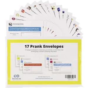 17 Prank Envelopes - Funny Pranks for Adults, Practical Jokes by Mail, Birthday & Holiday Card Envelopes, April Fools Day Jokes for Friends, Family & Coworkers