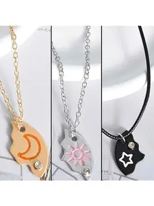 3PCS BFF Friendship Necklace , Simple Sun, Moon and Star Puzzle Necklaces,Friendship Necklace,Thingsfriendship Necklaces, Best Friend  Gift of Birthday/Graduation,Fashion Accessory