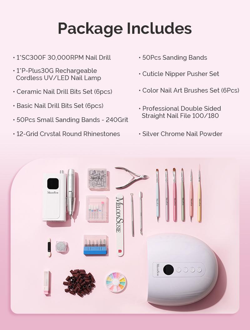 Melodysusie x Prettyndivine SC300F Nail Drill & P-Plus30G Nail Lamp Gift Box