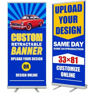 Custom Retractable Banner with Stand, Personalized banners customize, Full Color Pop Up Banner Sign for Events, Trade Shows, and Business Promotion, Advertising, Family