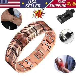 Three-Row Ultra Magnetic Copper Bracelet for Men, Therapeutic Energy Bracelet for Arthritis Pain Relief, Joint Comfort & Blood Circulation, Stylish Daily Wear Health Gift US Stock