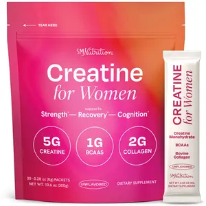SM Nutrition Creatine Stick Packs for Women with Collagen Peptides + BCAAs Strength Cognitive Health Glow Recovery Support 5g Creatine Monohydrate 2g Collagen 1g BCAAs 30 Sachets Unflavored - Healthcare, Supplement